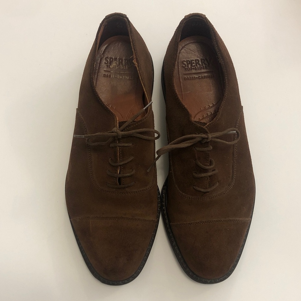 Sperry Top-sider 9.5W Brown Suede Cap toe lace up Excellent Condition